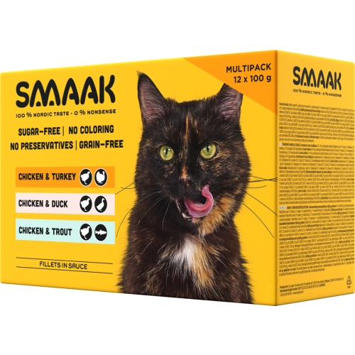 SMAAK konservai katėms, įvairių rūšių, 12x100 g