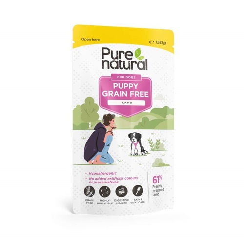 Purenatural konservai šuniukams su ėriena, 150 g