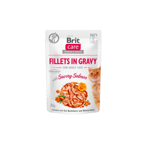Brit Care Cat Fillets in Gravy Salmon konservai su lašiša katėms 85G