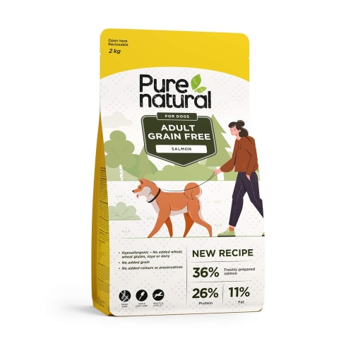 Purenatural begrūdis sausas maistas šunims su lašiša, 2 kg
