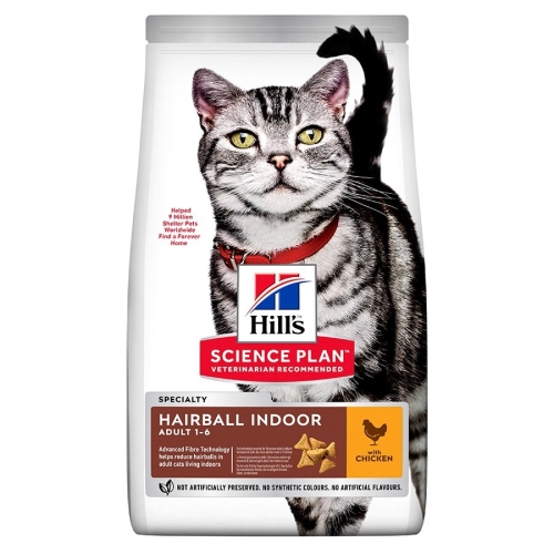 Hill's Science Plan Hairball Indoor maistas katėms su višt. 1,5 kg