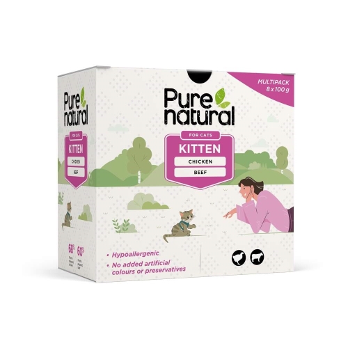 Purenatural konservų rinkinys kačiukams, 8 x 100 g
