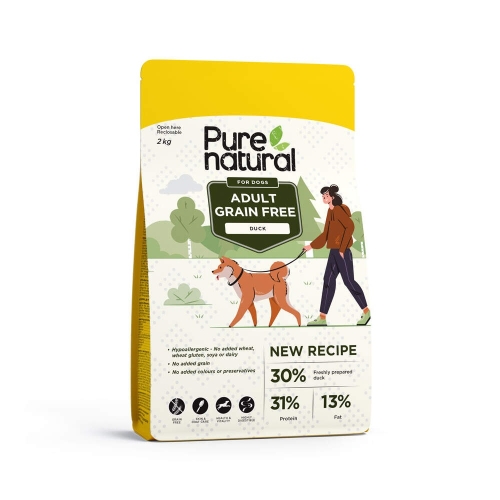 Purenatural begrūdis sausas maistas šunims su antiena, 2 kg