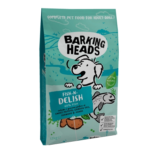 Barking Heads Fish-N Delish-sausas maistas su žuvimi, 12 kg
