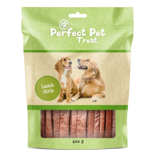 Perfect Pet džiovintos juostelės šunims, su ėriena, 400g