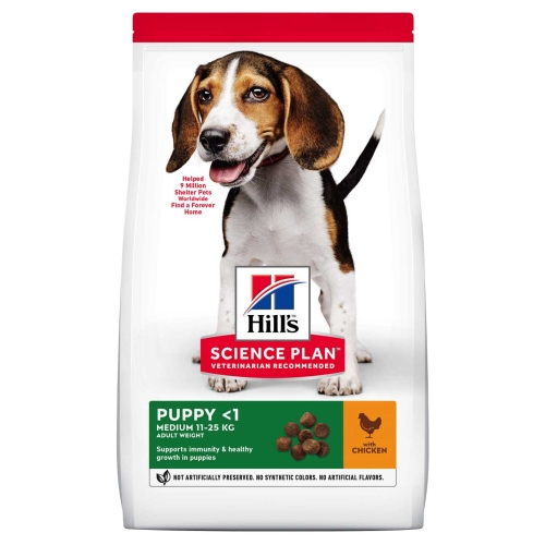 Hill's Science Plan Puppy Medium Chicken sausas maistas su višt. 14kg