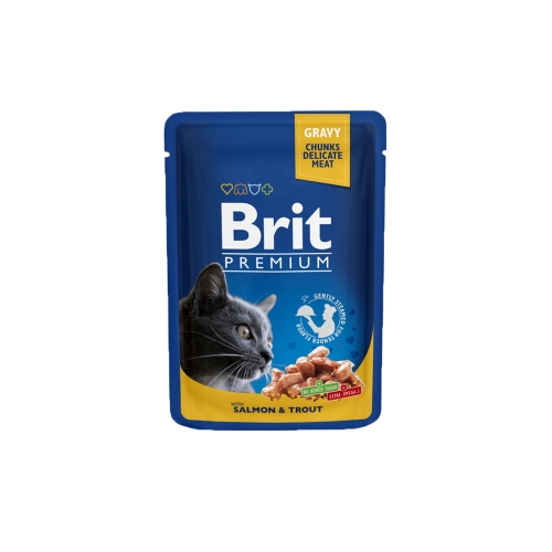 Brit Premium konservai katėms su lašiša/upėtakiu 100g