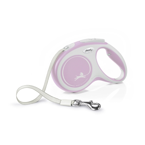 Flexi New Comfort automatinis juostinis pavadėlis, XS/3 m, rožinis