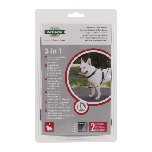 PetSafe 3 in 1 petnešos, juodos, S dydis