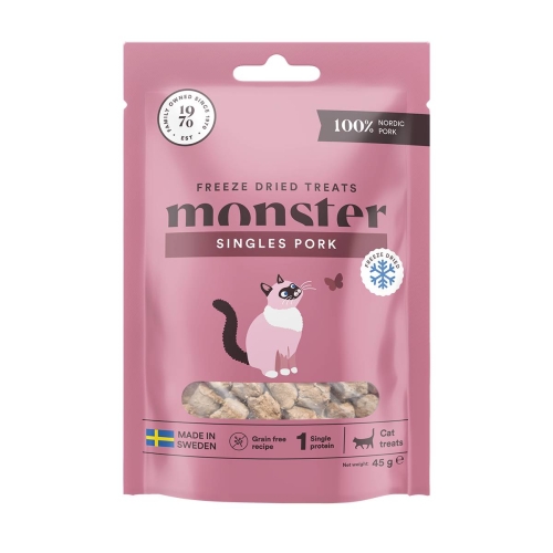 Monster Cat liofilizuoti skanėstai katėms – 100 % kiauliena, 45 g