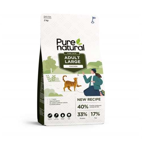 Purenatural maistas didelių veislių katėms su vištiena, 2 kg