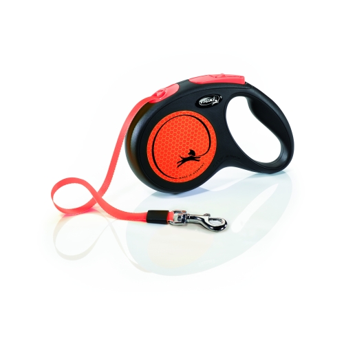 Flexi Neon automatinis juostinis pavadėlis M/5 m, oranžinis