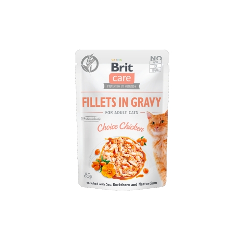 Brit Care Cat Fillets in Gravy Choice Chicken konservai su vištiena ka
