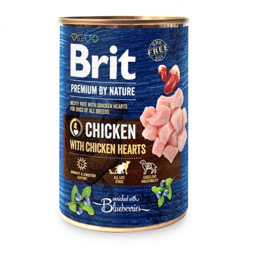 Brit Premium By Nature konservai su vištienos širdelėmis 800 g