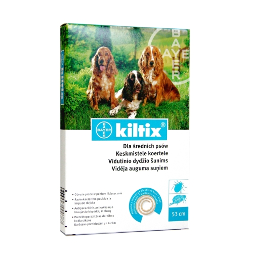 Kiltix antkaklis nuo blusų ir erkių vid.dyd. šunims 53cm