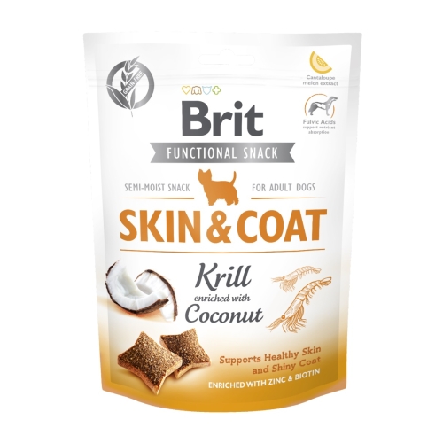 Brit Care Skin&Coat funkciniai skanėstai šunims su kriliu, 150g