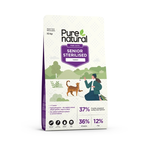 NATŪRALUS SAUSAS MAISTAS VYRESNIO AMŽIAUS KATĖMS SU KALKUTIENA, 10 KG