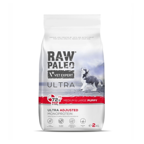 Raw Paleo Ultra puppy medium&large maistas šuniukams su jautiena, 2kg