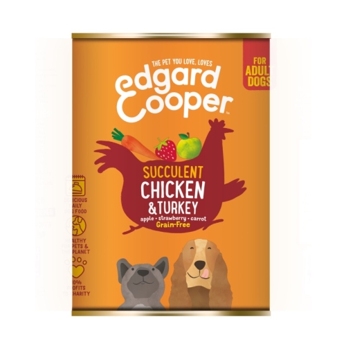 Edgard Cooper konservai šunims, su vištiena ir kalakutiena, 400g