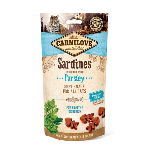 Carnilove minkštas skanėstas katėms su sardinėmis ir petražolėmis, 50g