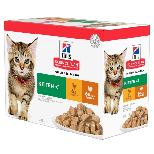 Hill's Kitten Multipack rinkinys kačiukams su višt./kalakut., 12vnt.