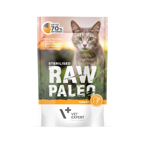 Raw Paleo Sterilised Cat Turkey guliašas 100 g
