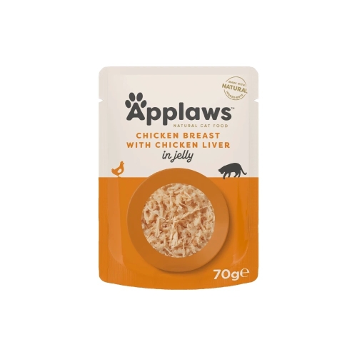 Applaws šlapias maistas katėms, su vištiena ir kepenimis, želėje, 70 g