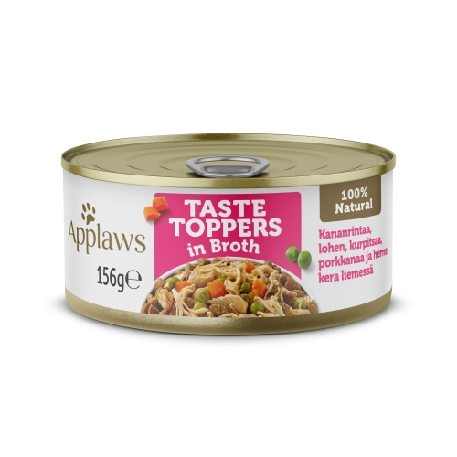Applaws taste toppers konservai šunims su vištiena ir lašiša sultinyje, 156g