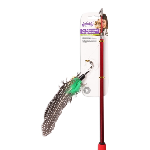 Pawise teleskopinė meškerė katėms su plunksnomis