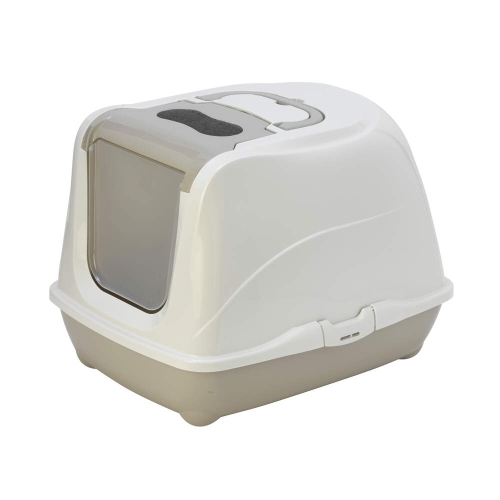 Moderna uždara kraiko dėžė katėms su aktyvintos anglies filtru, pilka