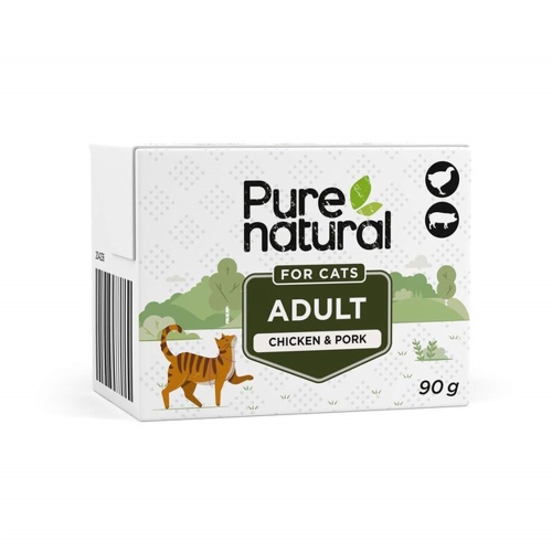 Purenatural konservai katėms su vištiena ir kiauliena, 90 g