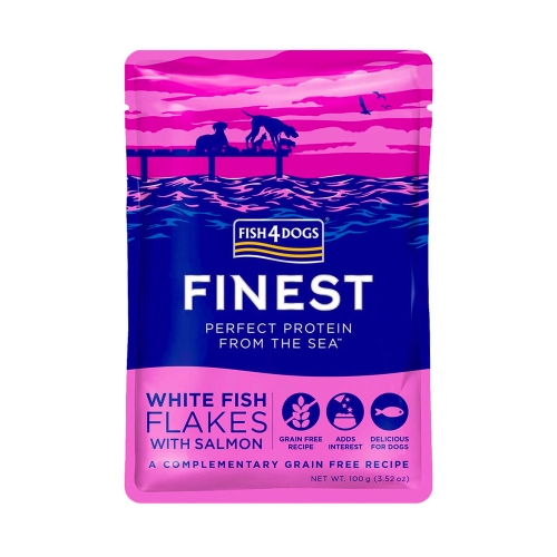 Fish4Dogs Finest konservai šunims su baltąja žuvimi ir lašiša, 100 g