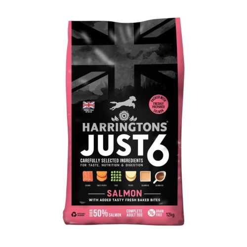 Harringtons Just 6 sausas maistas šunims su lašiša, 12kg