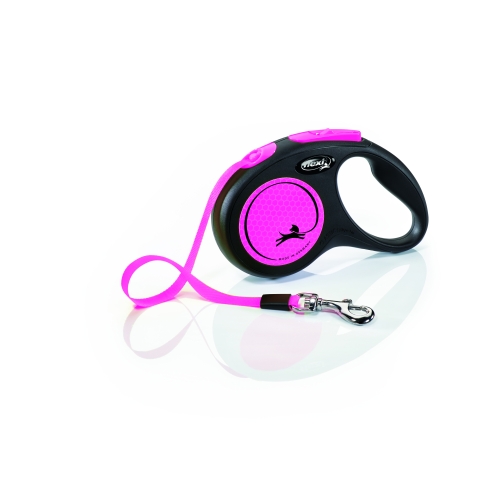 Flexi Neon automatinis juostinis pavadėlis S/5 m, rožinis