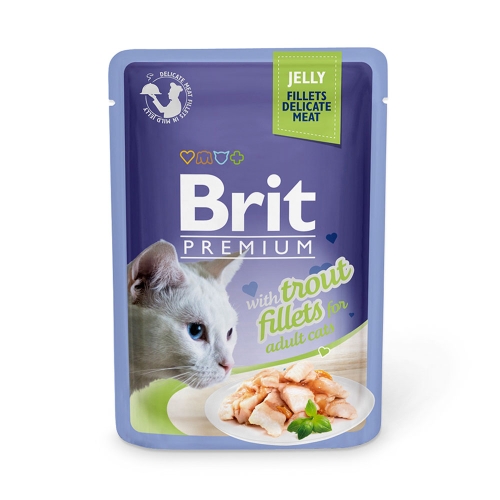 Brit Premium delicate konservai katėms su upėtakiu žele 85g 