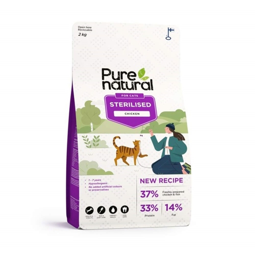 Purenatural maistas sterilizuotoms katėms su vištiena, 2 kg
