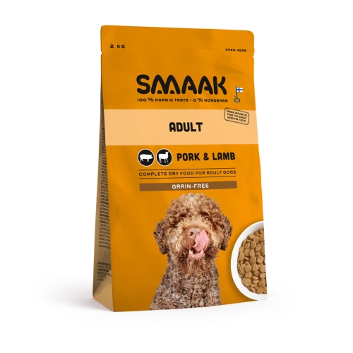 SMAAK sausas maistas šunims su kiauliena ir ėriena, 2kg