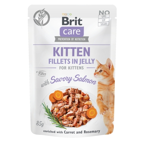 Brit Care šlapias maistas kačiukams žele pavidalu su lašiša, 85g