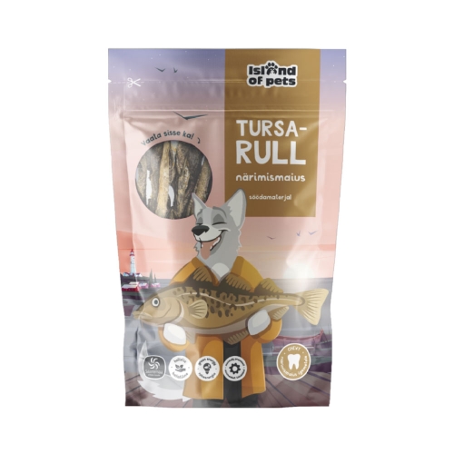 Island of Pets skanėstai - menkės odos ritinėliai, 100 g
