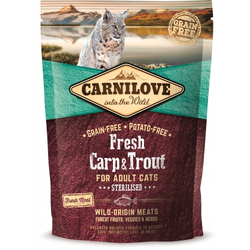 Carnilove maistas steriliz.katėms su upėtak., 400g