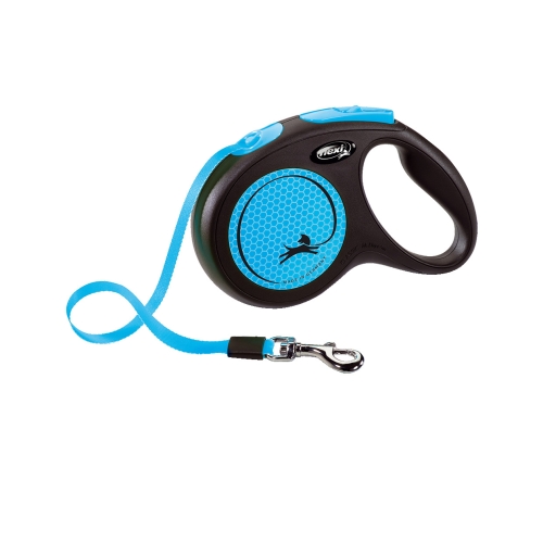 Flexi Neon automatinis juostinis pavadėlis M/5 m, mėlynas