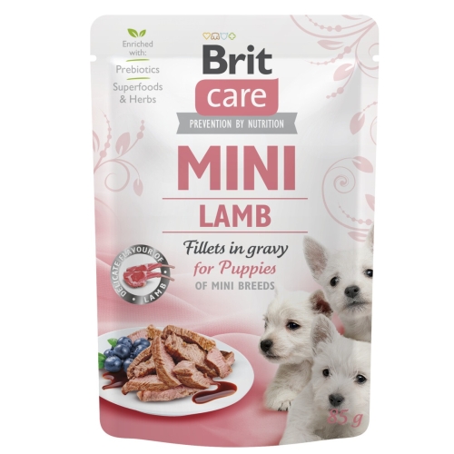 Brit Care Mini konservai šuniukams ėrienos filė gabalėliai padaže, 85g