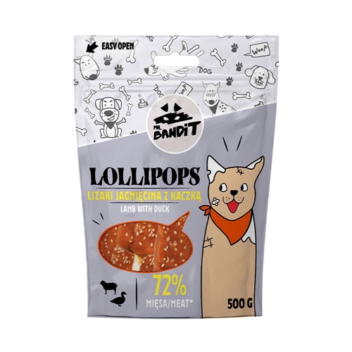 Mr. Bandit Lollipops skanėstai šunims su ėriena ir antiena, 500 g