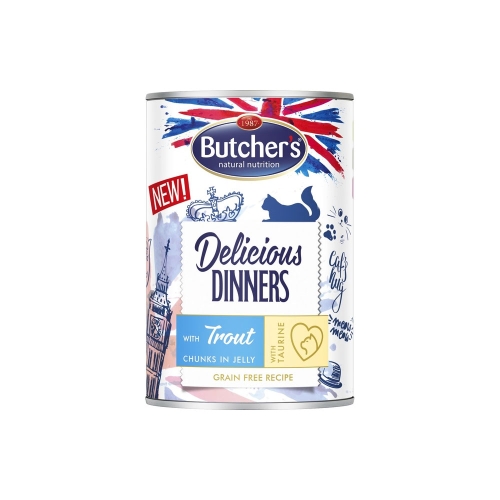 Butcher's konservai katėms su vištiena ir upėtakiu, 400 g