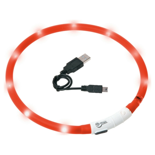 Flamingo LED antkaklis katėms, 20-35 cm, raudonas