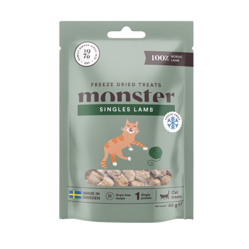 Monster Cat liofilizuoti skanėstai katėms – 100 % ėriena, 45 g