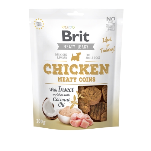 Brit Care Jerky Coins skanėstai šunims su vištiena ir vabzdžiais, 200g