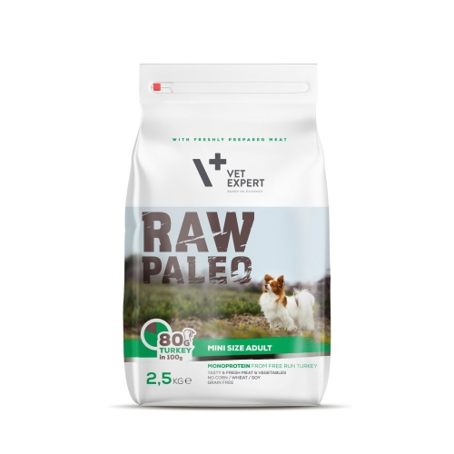 Raw Paleo Adult Mini sausas maistas šunims su kalakutiena, 2,5 kg