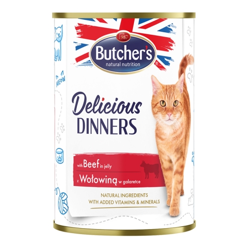 Butcher's Delicious Dinners konservai katėms su jautiena, 400 g