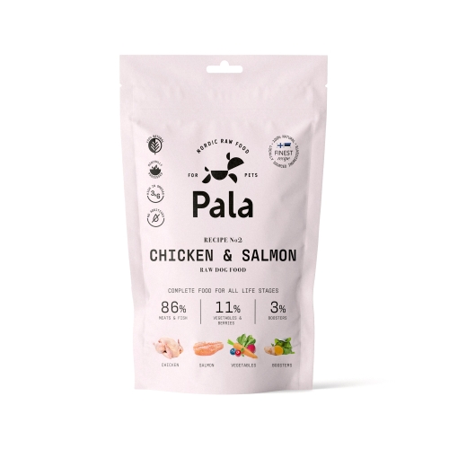 Pala Raw Food maistas šunims su vištiena ir lašiša, 100g.